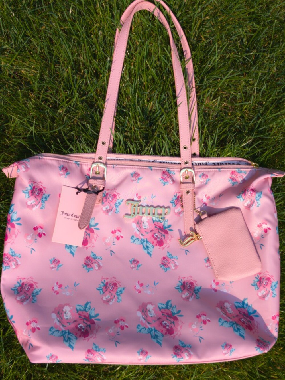 Juicy Couture Vintage Rose Blush Troop Beverly Hills Nylon Tote and Pouch